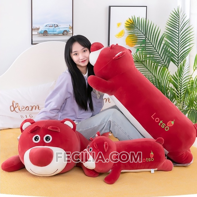 Gấu bông Lotso, Gấu dâu Miniso vải co dãn 4 chiều 65cm, 85cm, 1m, 1m3 MA597