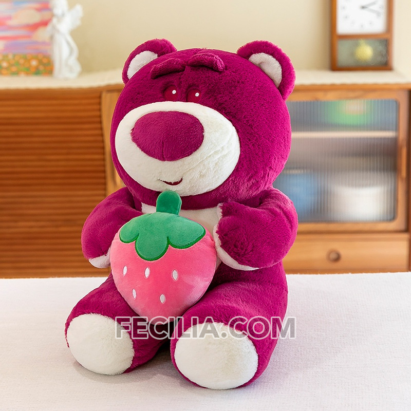 Gấu Lotso nhồi bông Lotso Strawberry Bear 25cm,50cm ngồi ôm trái dâu MA600