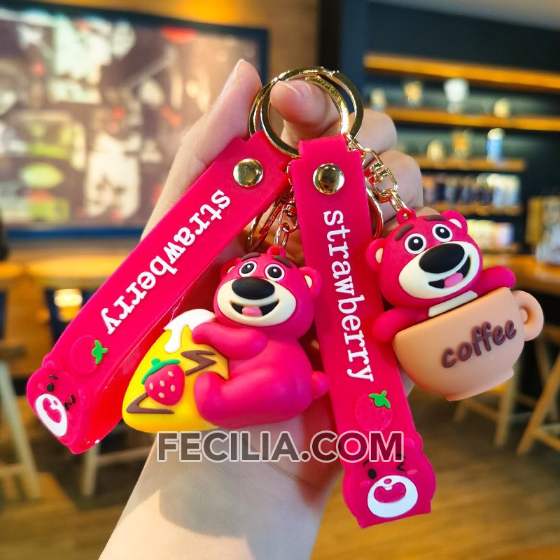 Móc khóa Cute, Móc Khóa Gấu Dâu siêu dễ thương, đẹp dành làm móc khóa xe máy, ô tô, balo MK538