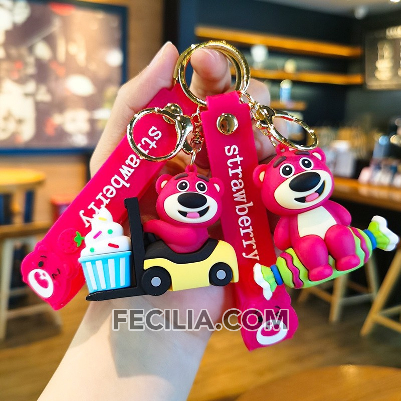 Móc khóa Cute, Móc Khóa Gấu Dâu siêu dễ thương, đẹp dành làm móc khóa xe máy, ô tô, balo MK538