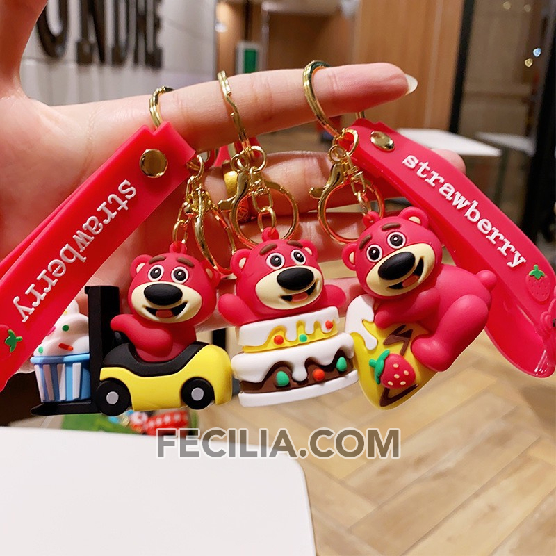 Móc khóa Cute, Móc Khóa Gấu Dâu siêu dễ thương, đẹp dành làm móc khóa xe máy, ô tô, balo MK538