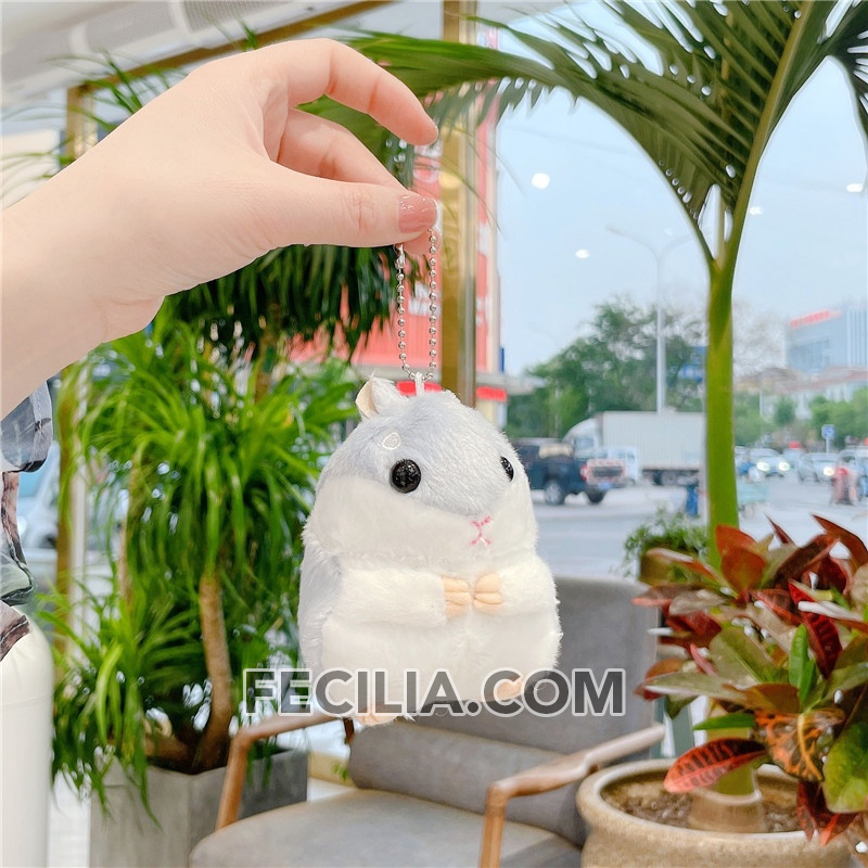Móc khóa Gấu bông Chuột Hamster có móc tròn Inox làm móc treo khóa xe, khóa ô tô, khóa balo rất đẹp MK553