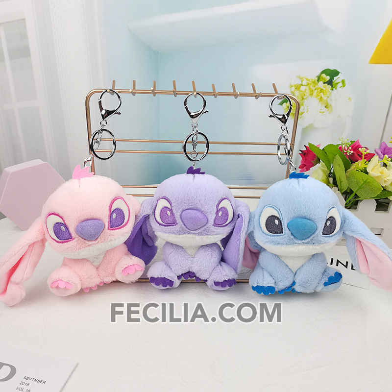 Móc khóa gấu bông Stitch Cute bằng vải bông quà tặng làm móc khóa xe máy, móc khóa ô tô MK552