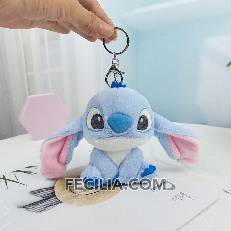 Móc khóa gấu bông Stitch Cute bằng vải bông quà tặng làm móc khóa xe máy, móc khóa ô tô MK552