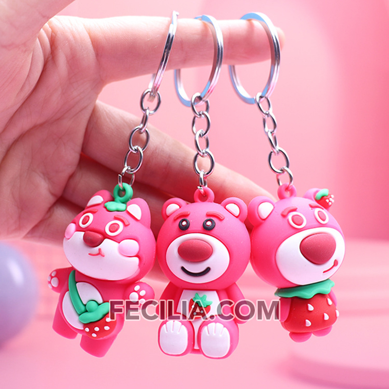 Móc khóa Gấu Dâu nhỏ xinh dễ thương dùng để tặng và làm móc khóa xe máy MK573