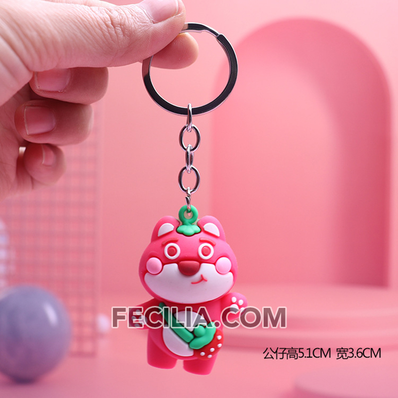 Móc khóa Gấu Dâu nhỏ xinh dễ thương dùng để tặng và làm móc khóa xe máy MK573