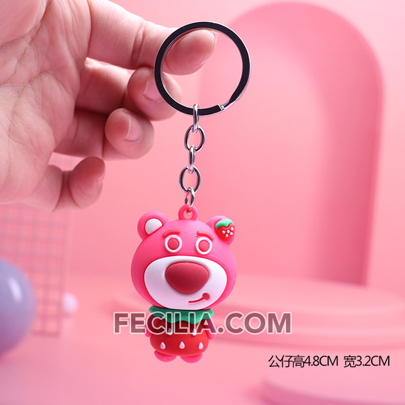 Móc khóa Gấu Dâu nhỏ xinh dễ thương dùng để tặng và làm móc khóa xe máy MK573