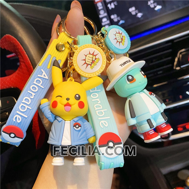 Móc khóa Pokemon bằng nhựa cao su mềm Cute, Móc khóa Anime Pokemon MK547