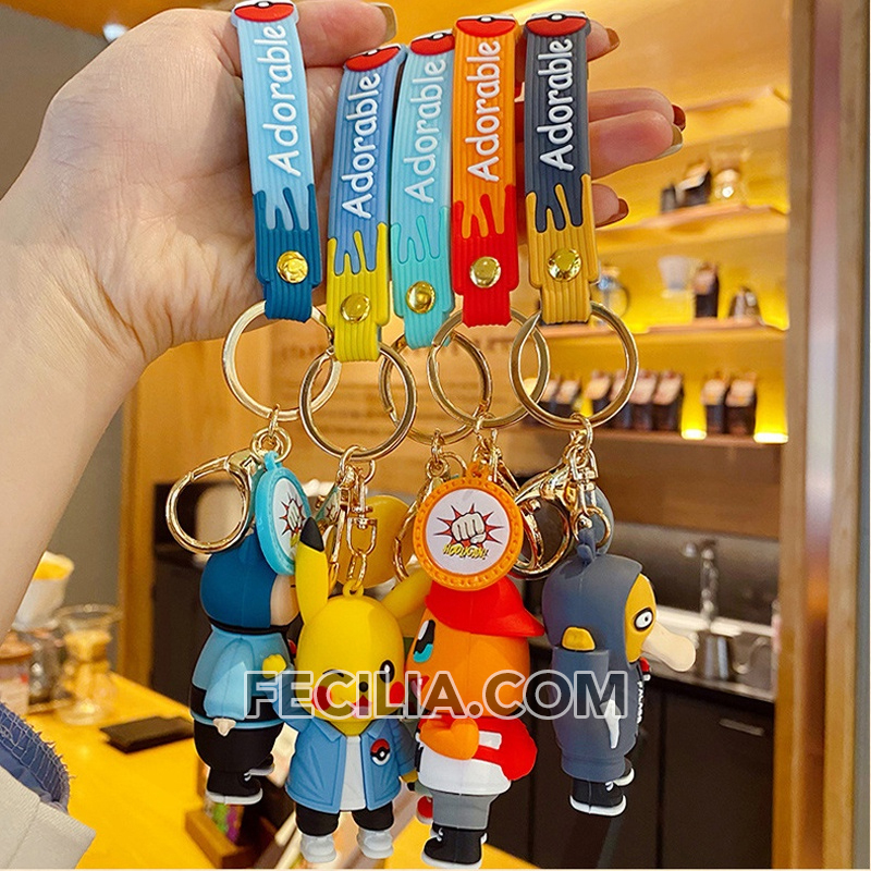 Móc khóa Pokemon bằng nhựa cao su mềm Cute, Móc khóa Anime Pokemon MK547