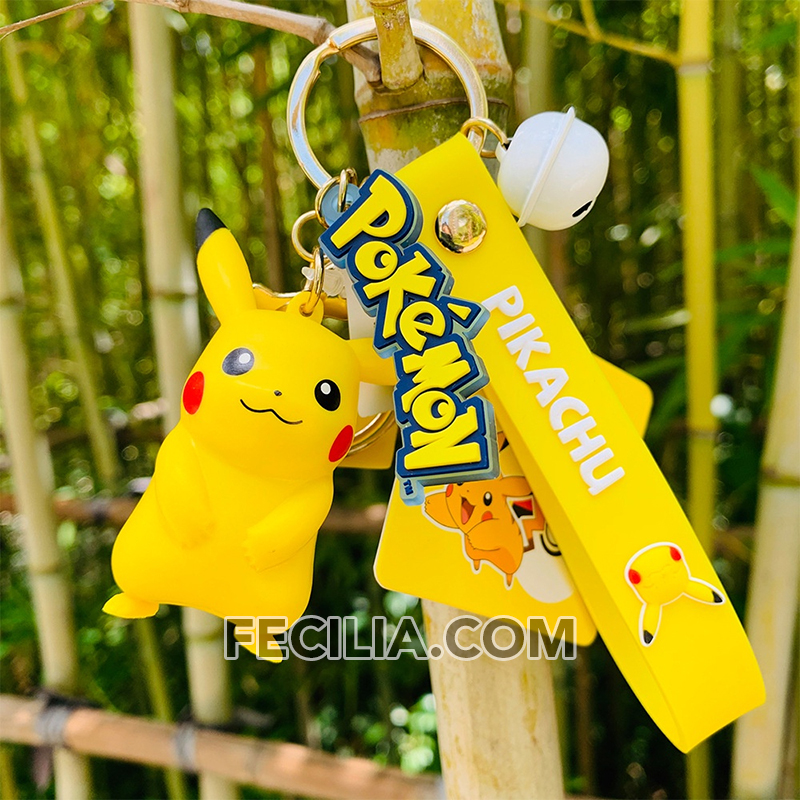 Móc khóa Pokemon Pikachu, Squirtle, Psyduck, Bulbasaur đẹp Cute, có vòng làm bằng inox trang trí móc khóa xe máy, móc khóa ô tô MK544