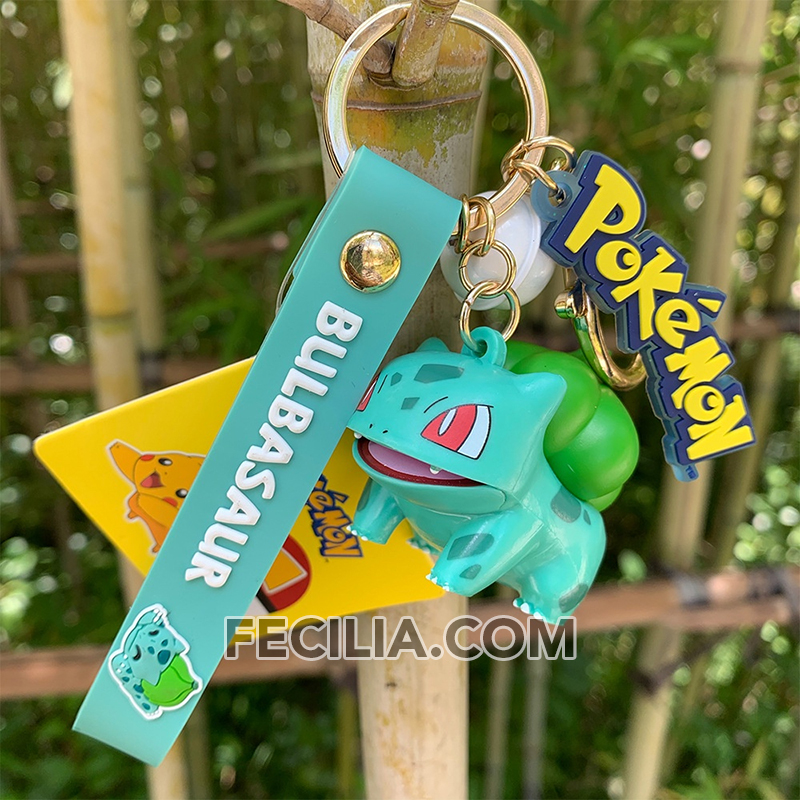 Móc khóa Pokemon Pikachu, Squirtle, Psyduck, Bulbasaur đẹp Cute, có vòng làm bằng inox trang trí móc khóa xe máy, móc khóa ô tô MK544