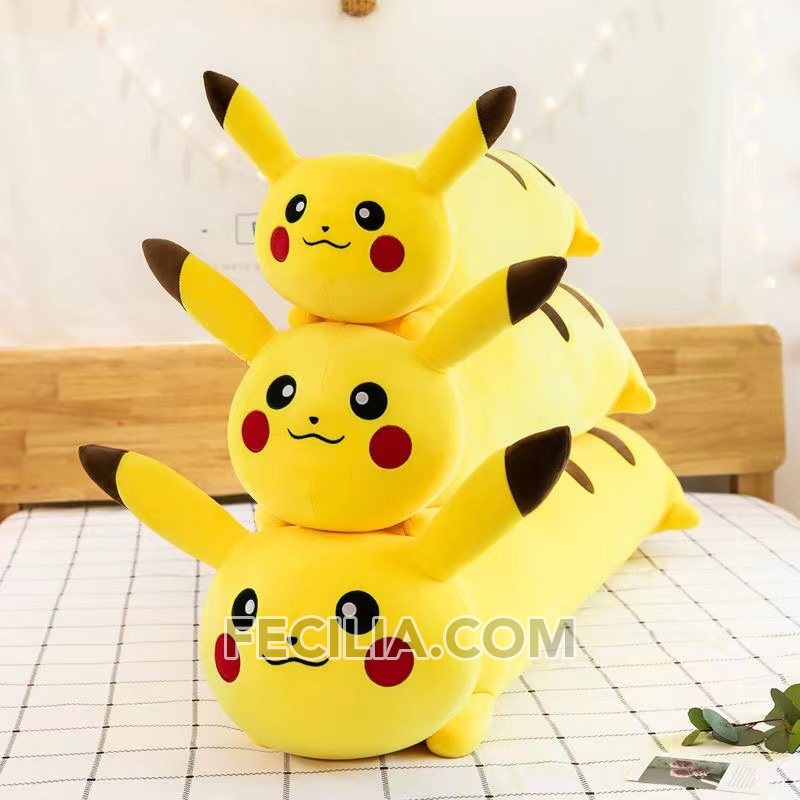 Thú nhồi bông, gối ôm dài hình Pikachu 60cm, 80cm khổng lồ xinh xắn, Cute MA660