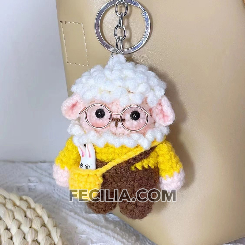 Móc khóa bằng len hình chú Cừu dễ thương làm móc khóa túi xách MK583