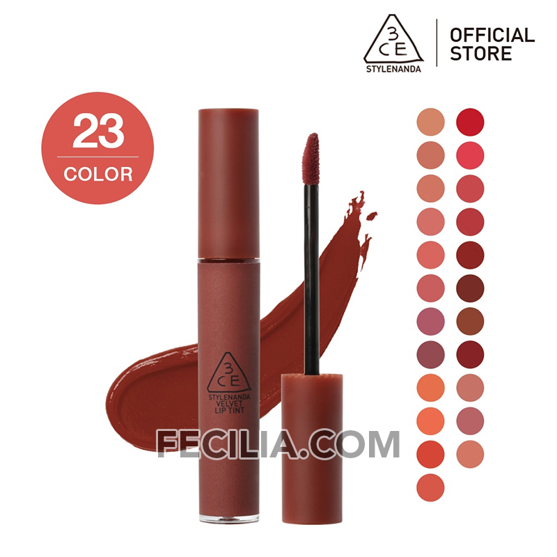 Son Kem Lì 3CE chính hãng 3CE Velvet Lip Tint 4g màu mịn màng, lâu trôi, không khô môi Đỏ đậm, Cam Đất SON376