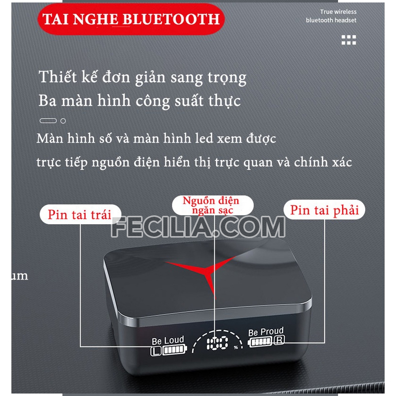 Tai Nghe Bluetooth không dây M90 Pro TWS nhét tai tích hợp âm thanh HIFI