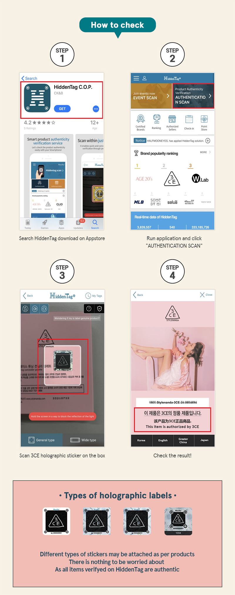 Cách check Tem Hidden Tag của son 3CE