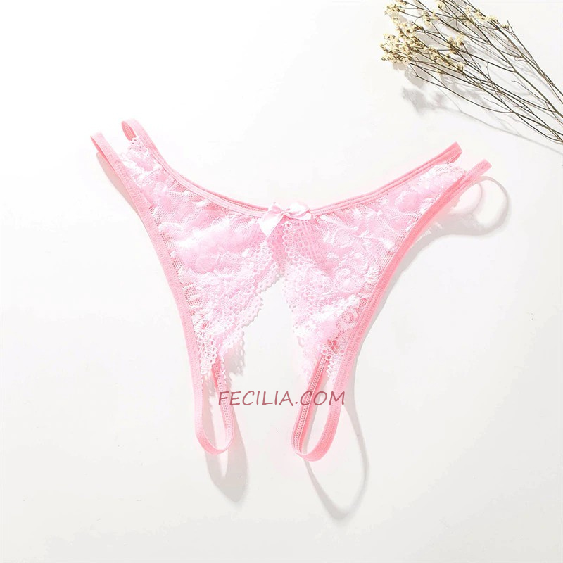 Quần lót nữ ren không đáy nữ sexy Màu Hồng