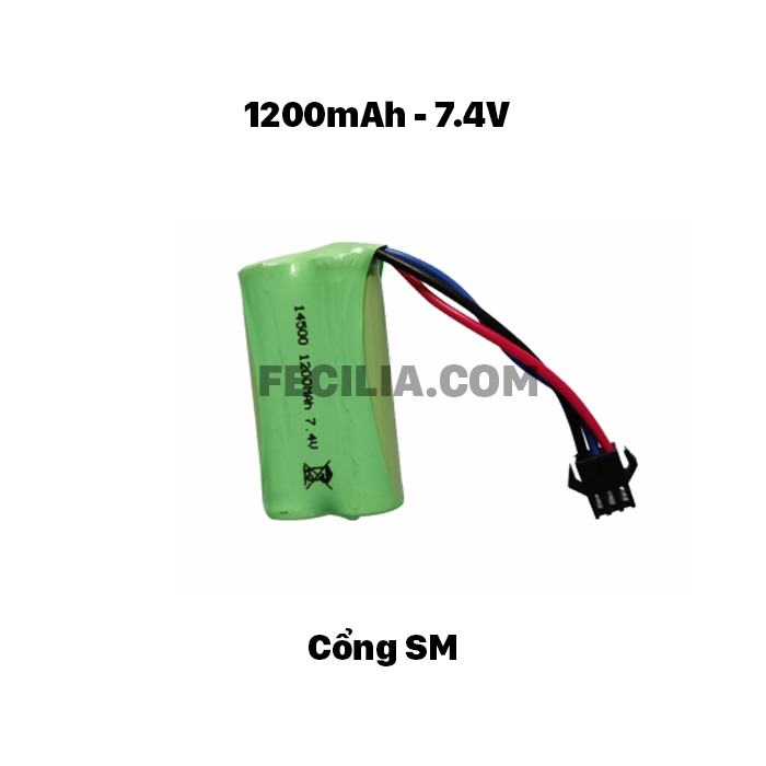 Pin sạc Li -ion 1200mah - 7.4V, SM 3P