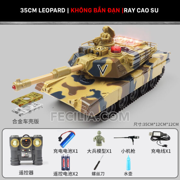 Xe tăng điều khiển từ xa bánh xích bắn đạn có khói TJ001 - Leopard - Tiger - T90 | XDKTX343