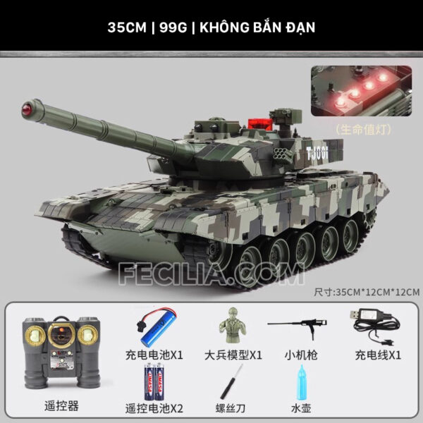Xe tăng điều khiển từ xa bánh xích bắn đạn có khói TJ001 - Leopard - Tiger - T90 | XDKTX343