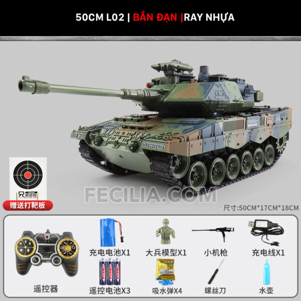 Xe tăng điều khiển từ xa bánh xích bắn đạn có khói TJ001 - Leopard - Tiger - T90 | XDKTX343