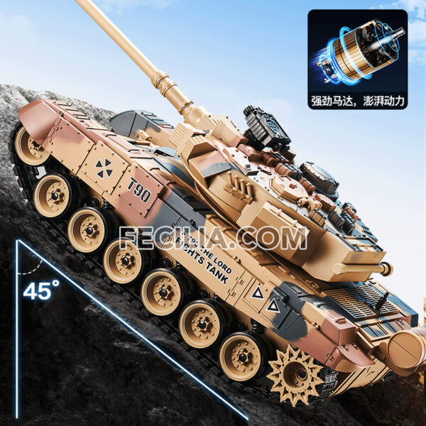 Xe Tăng điều khiển từ xa T90 màu Ca mo rằn ri bắn đạn đồ chơi trẻ em vận động | XDKTX346