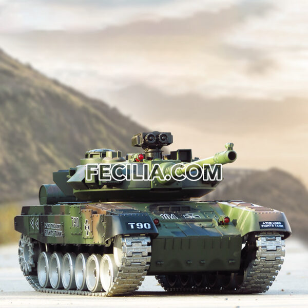 Xe Tăng điều khiển từ xa T90 màu Ca mo rằn ri bắn đạn đồ chơi trẻ em vận động | XDKTX346