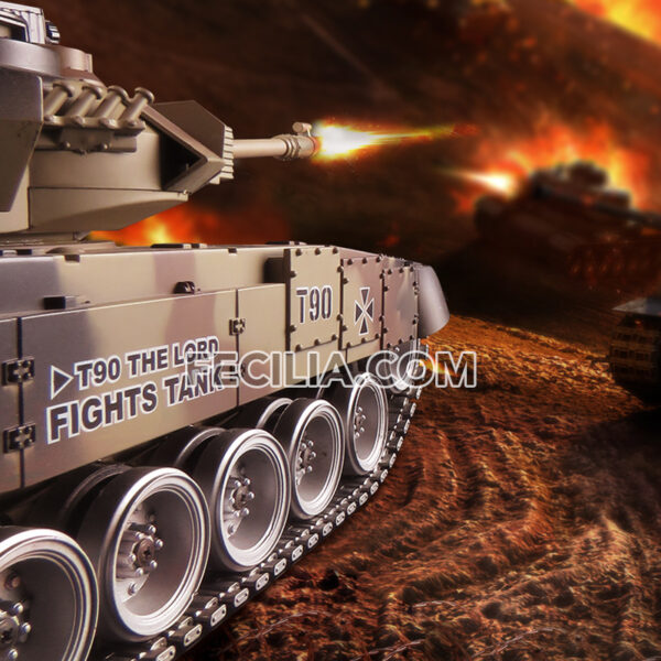 Xe Tăng điều khiển từ xa T90 màu Ca mo rằn ri bắn đạn đồ chơi trẻ em vận động | XDKTX346