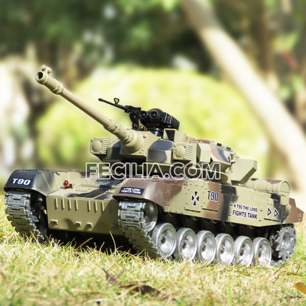 Xe Tăng điều khiển từ xa T90 màu Ca mo rằn ri bắn đạn đồ chơi trẻ em vận động | XDKTX346