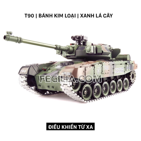 Xe Tăng điều khiển từ xa T90 màu Ca mo rằn ri bắn đạn đồ chơi trẻ em vận động | XDKTX346