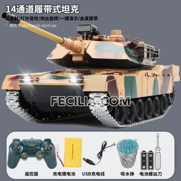 Xe tăng đồ chơi điều khiển từ xa bánh xích bắn được đạn cho bé | XDKTX349