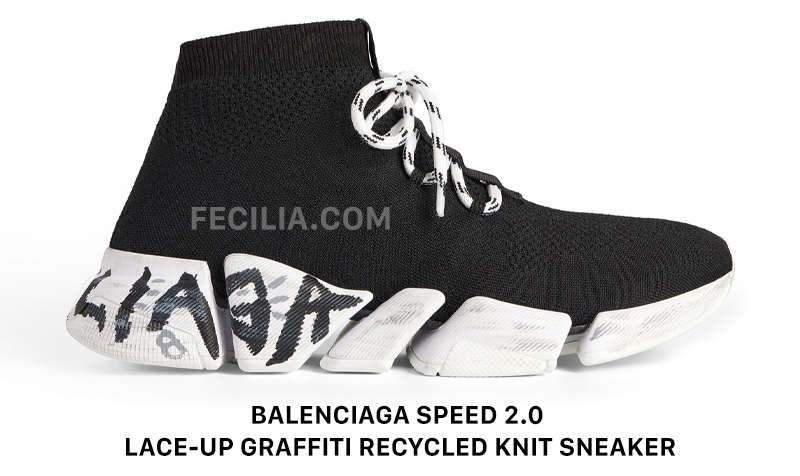 Balenciaga Speed 2.0 Lace-Up Graffiti Recycled Knit Sneaker