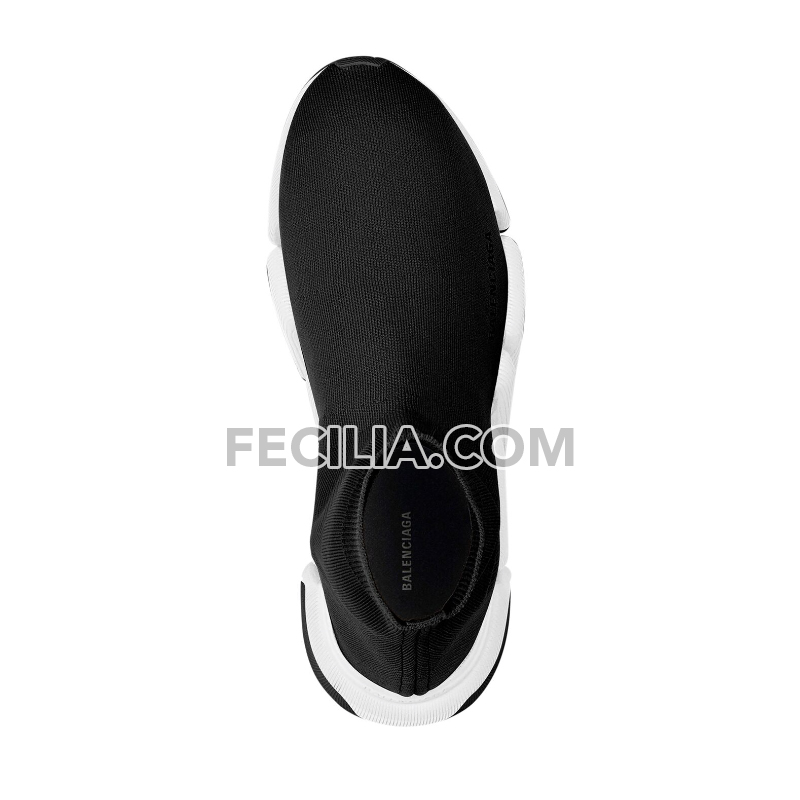 Giày Balenciaga Speed 2.0 - Recycled knit sneaker in black/white REP 1:1 Nam Nữ cổ chun đế trắng đen có rãnh | SNKN085