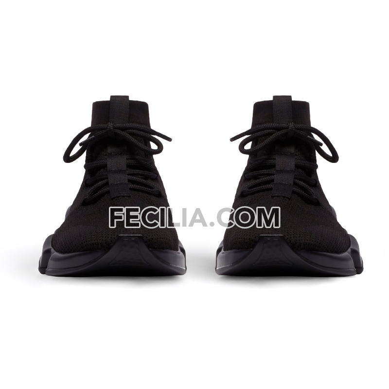 Giày Balenciaga Speed - LACE-UP RECYCLED màu đen REP 1:1 Nam Nữ cổ chun có dây | SNKN087