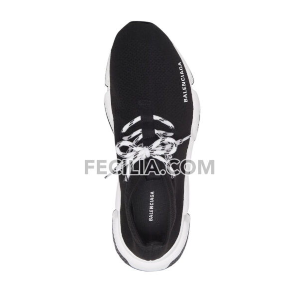Giày Balenciaga Speed - Speed lace-up sneaker in black REP 1:1 Nam Nữ cổ chun đế Đen trắng, dây trắng đen | SNKN084
