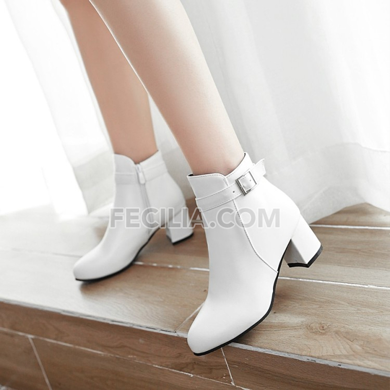 Giày Boot Nữ cổ thấp 7 phân Martin dây buộc mũi tròn đế vuông P20141_10 Màu Xanh