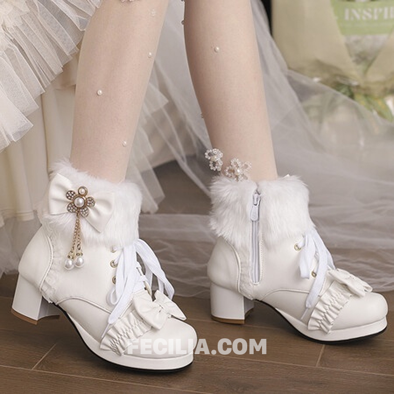 Giày Boot Nữ Buộc Nơ cổ thấp phong cách Lolita | P20422_35