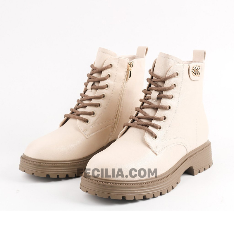 Giày Boot Nữ cao cấp da mềm đế cao 4cm cổ thấp dây buộc | P20422_18