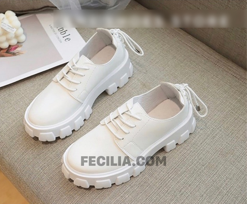 Giày Boot Oxford Da PU cổ thấp buộc dây Màu Đen, Màu Trắng | P20422_22