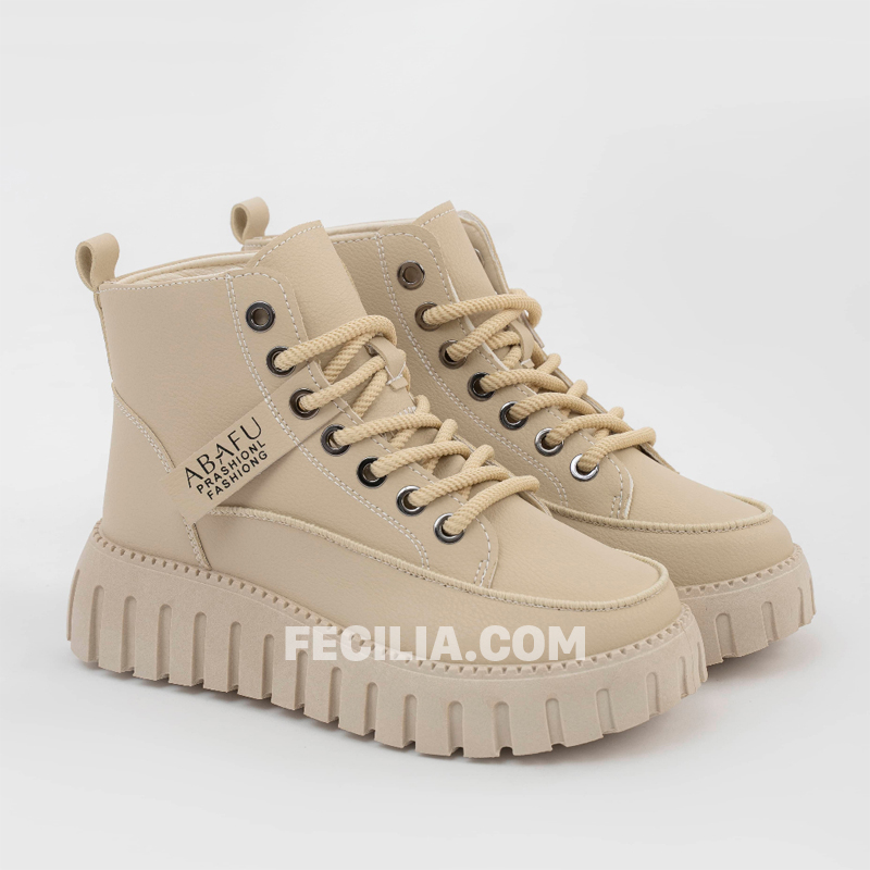 Giày Boots Nữ Hàn Quốc Đế Cao Bốt Nữ cổ thấp Dây Buộc | P20422_19