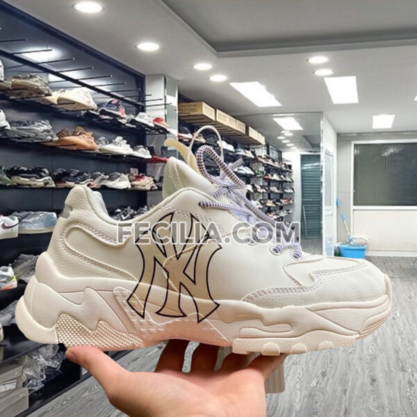 Giày Sneaker Nữ, Giày Thể Thao Nữ MLB NY hàng Authentic Vàng đế độn 5cm hàng cao cấp | SNKN073
