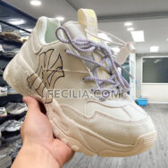 Giày Sneaker Nữ, Giày Thể Thao Nữ MLB NY hàng Authentic Vàng đế độn 5cm hàng cao cấp | SNKN073