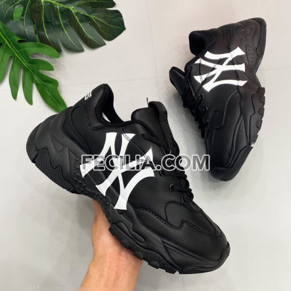 Giày Sneaker Nữ MLB NY màu đen đế độn | SNKN074