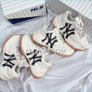 Giày Sneaker Nữ MLB NY màu trắng chữ đen Hàng REP 1:1 đế cao 5cm | SNKN075