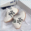 Giày Sneaker Nữ MLB NY màu trắng chữ đen Hàng REP 1:1 đế cao 5cm | SNKN075