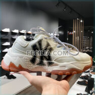 Giày Sneaker Nữ MLB NY màu trắng chữ đen Hàng REP 1:1 đế cao 5cm | SNKN075
