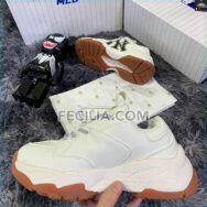 Giày Sneaker Nữ MLB NY màu trắng chữ đen Hàng REP 1:1 đế cao 5cm | SNKN075