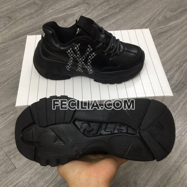 Giày thể thao Sneaker Nữ MLB REP 1:1 Đen Trắng NY Hàn Quốc đế độn | SNKN078