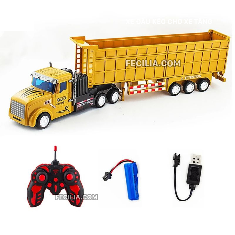 Xe container bằng nhựa điều khiển từ xa pin sạc 34,5cm x 15cm x 6,5cm