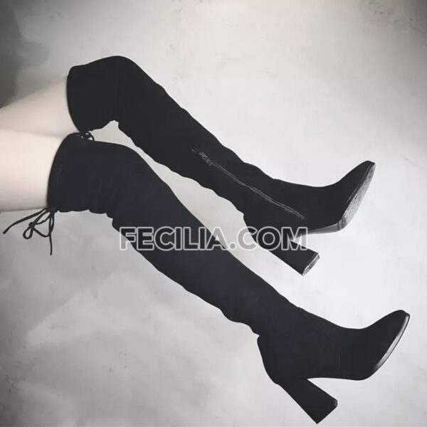 Bốt đùi cao qua đầu gối lót lông sang chảnh Màu đen cao 7p BOOTSNU127